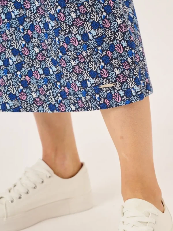 Quba & Co Navy Nautical Print Jersey Midi Skirt - Loulou Discount