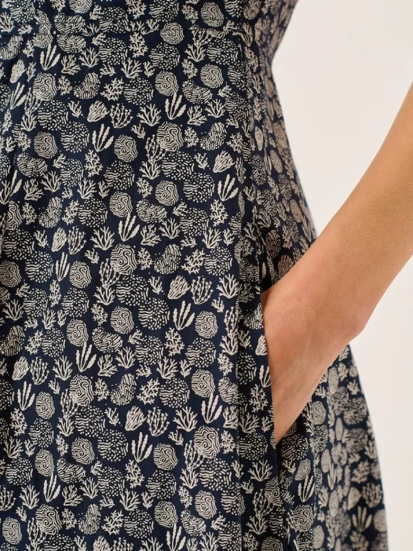 Quba & Co Navy Nautical Print Short Sleeve Midi Dress - Melissa Discount