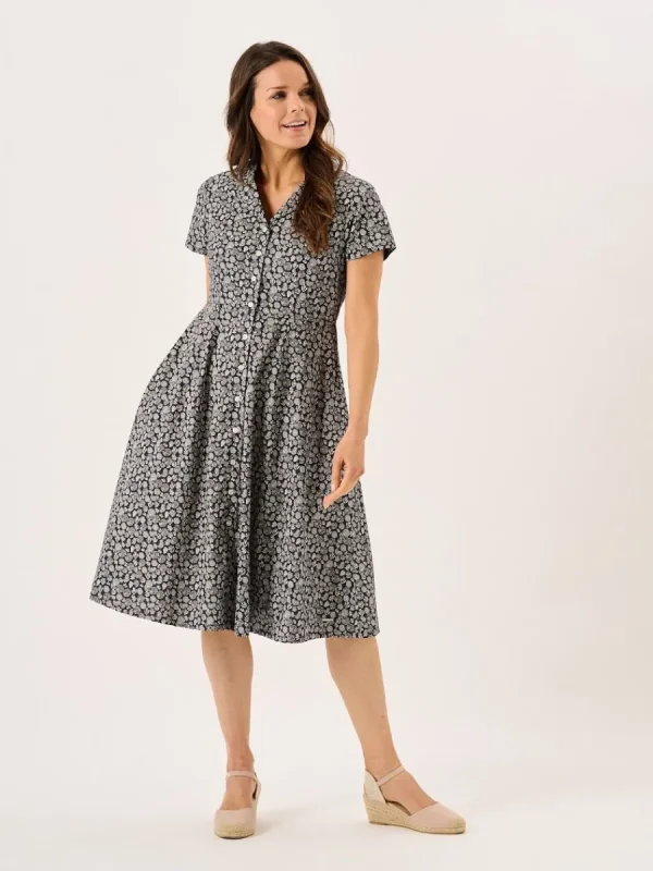 Quba & Co Navy Nautical Print Short Sleeve Midi Dress - Melissa Discount