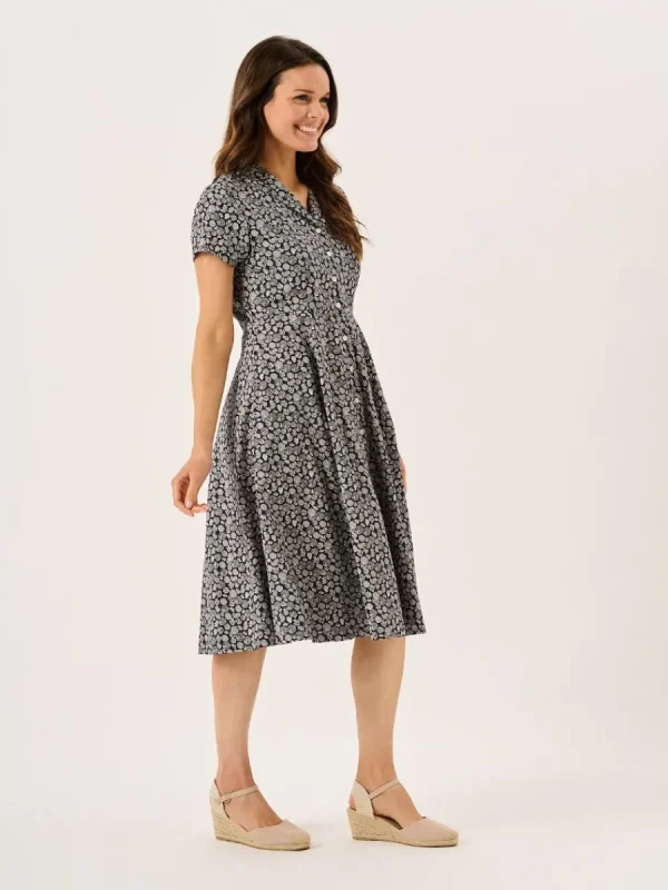 Quba & Co Navy Nautical Print Short Sleeve Midi Dress - Melissa Discount