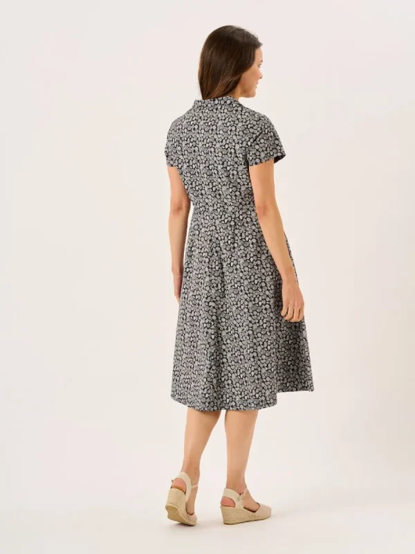 Quba & Co Navy Nautical Print Short Sleeve Midi Dress - Melissa Discount