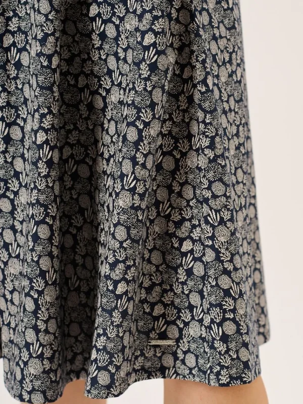 Quba & Co Navy Nautical Print Short Sleeve Midi Dress - Melissa Discount