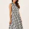 Quba & Co Navy Nautical Print Sleeveless Midi Dress - Tabitha Clearance
