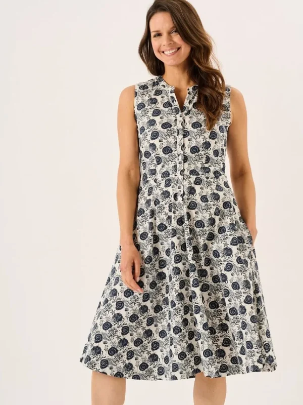 Quba & Co Navy Nautical Print Sleeveless Midi Dress - Tabitha Clearance