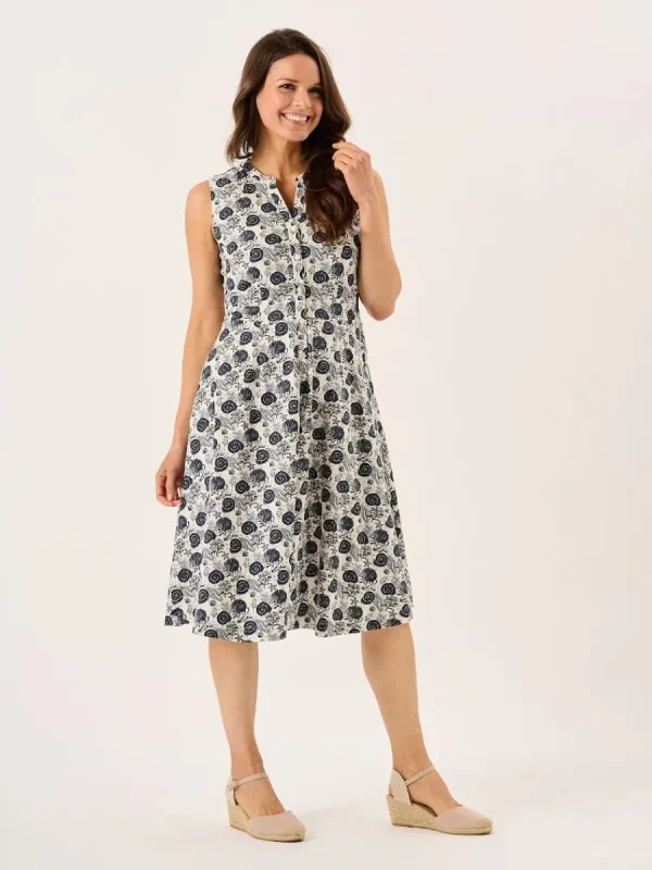 Quba & Co Navy Nautical Print Sleeveless Midi Dress - Tabitha Clearance