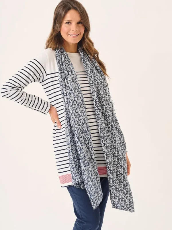 Quba & Co Navy Nautical Print Viscose Scarf - Shiloh New
