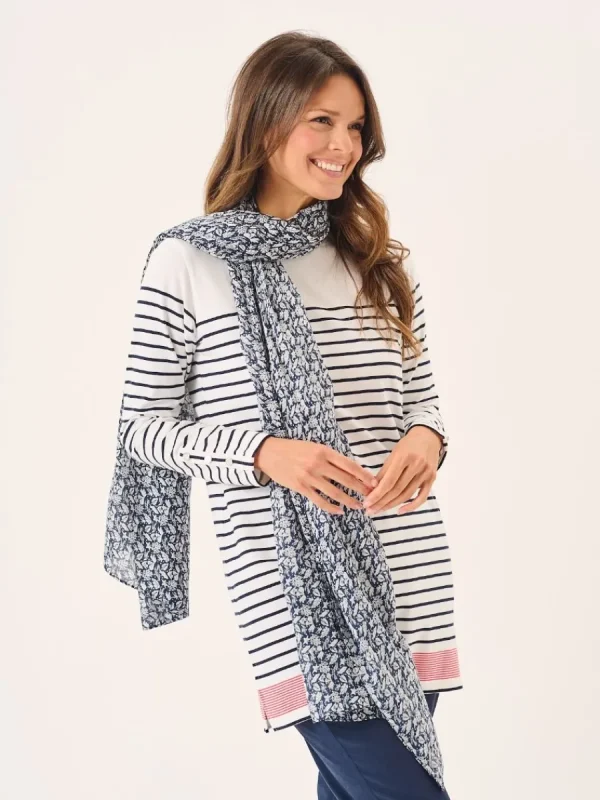 Quba & Co Navy Nautical Print Viscose Scarf - Shiloh New