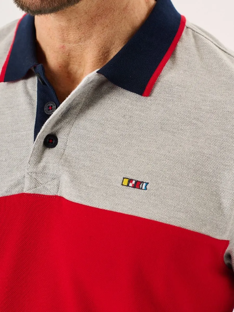 navy_red_and_grey_xseries_1.webp Quba & Co Navy Red And Grey X-Series Colour Block Polo - Wheldon Discount