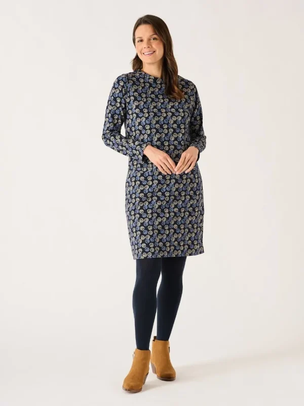 Quba & Co Navy Shell Print Jersey Dress - Lyra Fashion