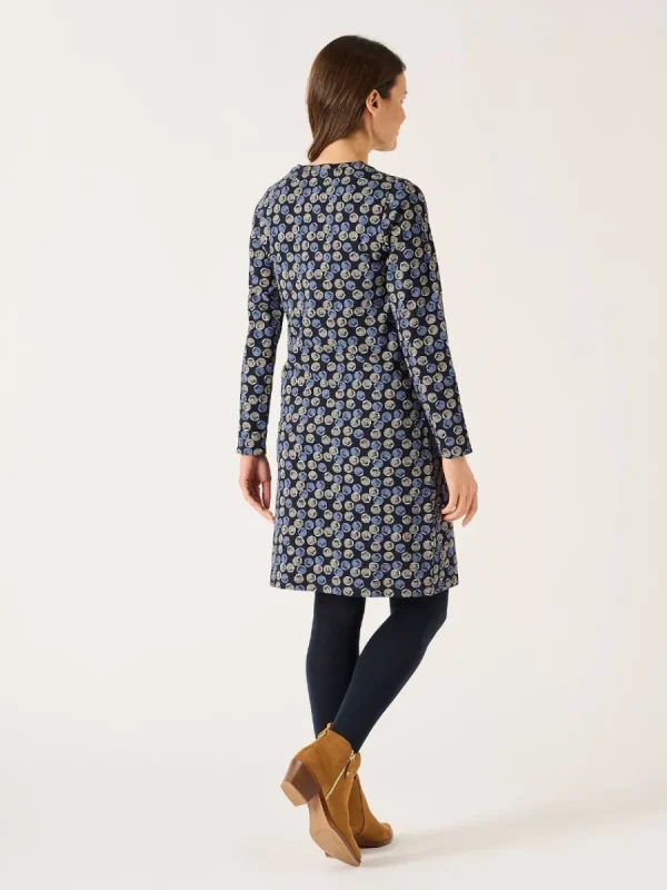 Quba & Co Navy Shell Print Jersey Dress - Lyra Fashion