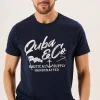 Quba & Co Navy Slub Cotton Quba And Co Logo Crew Neck T-Shirt - Bodkin Fashion