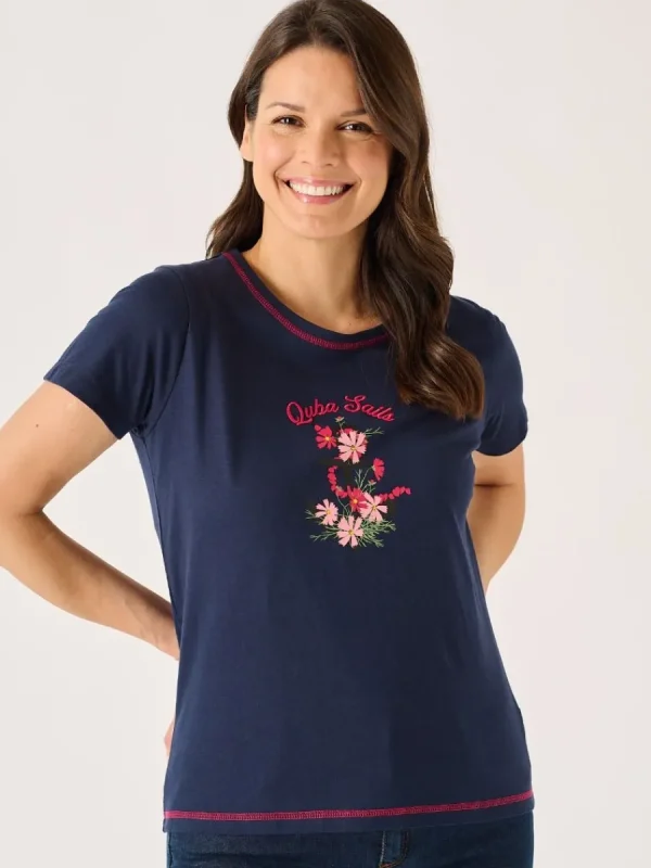 Quba & Co Navy X-Series Floral Graphic T-Shirt - Marlie Online