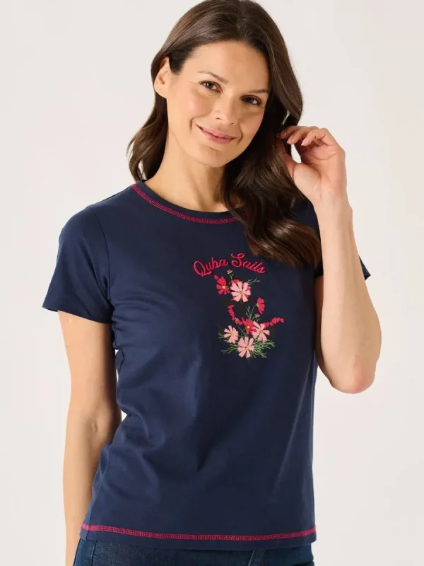 Quba & Co Navy X-Series Floral Graphic T-Shirt - Marlie Online