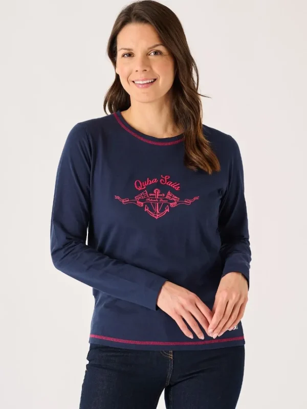 Quba & Co Navy X-Series Long Sleeve Graphic Nautical Design T-Shirt - Marsha Best