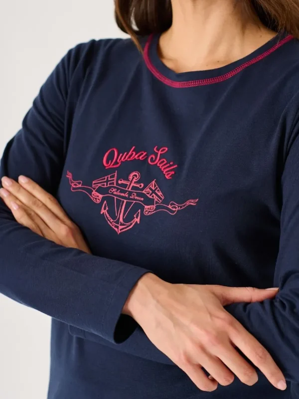Quba & Co Navy X-Series Long Sleeve Graphic Nautical Design T-Shirt - Marsha Best