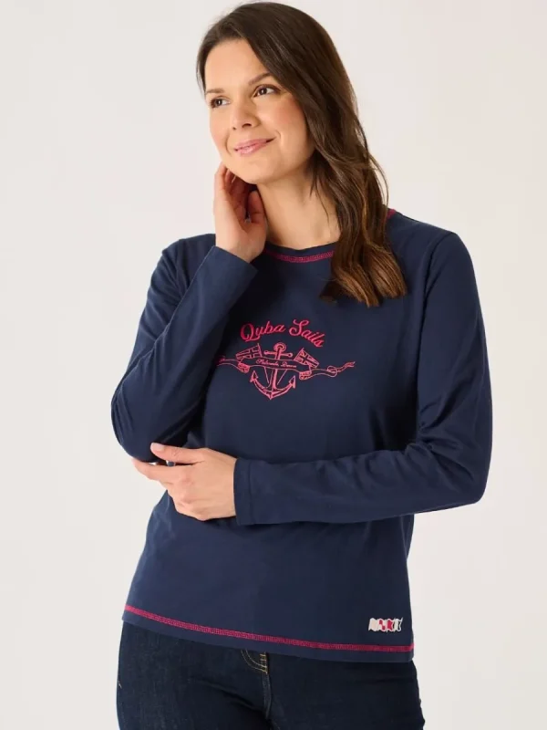 Quba & Co Navy X-Series Long Sleeve Graphic Nautical Design T-Shirt - Marsha Best