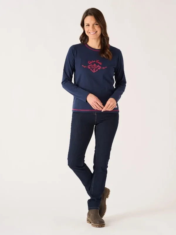 Quba & Co Navy X-Series Long Sleeve Graphic Nautical Design T-Shirt - Marsha Best