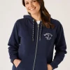 Quba & Co Nessie Zip Through Hoodie in Navy Sale