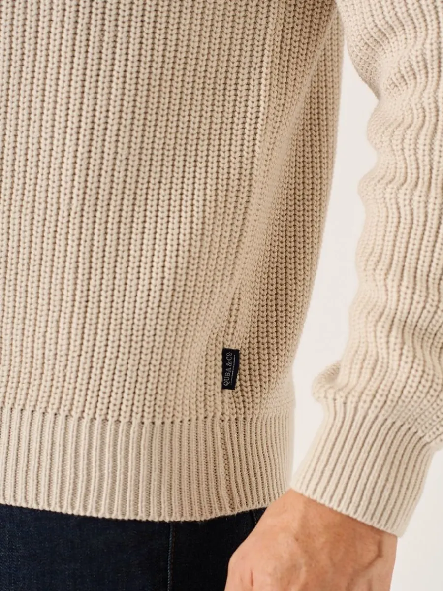 oatmeal_chunky_rib_knitte_6.webp Quba & Co Oatmeal Chunky Rib Knitted Lifestyle Jumper - Newfalls Online