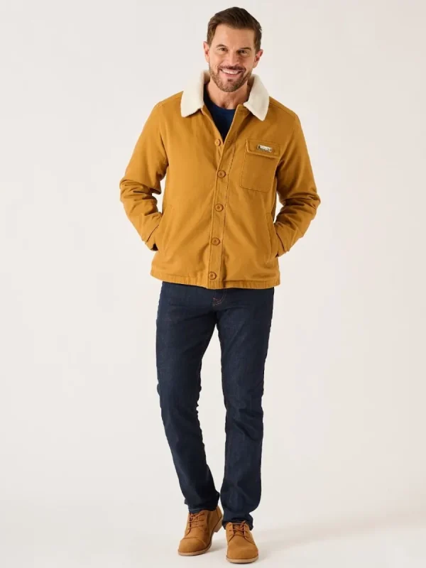 Quba & Co Ochre Borg Lined Lifestyle Canvas Jacket - Jaxon Hot