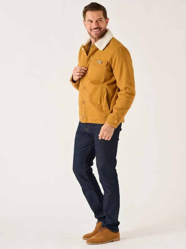 Quba & Co Ochre Borg Lined Lifestyle Canvas Jacket - Jaxon Hot
