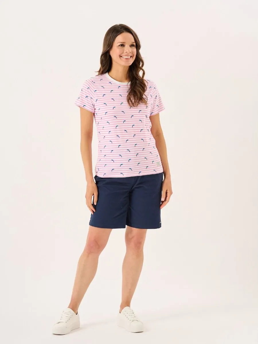 pink_and_white_dolphin_pr_5.webp Quba & Co Pink And White Dolphin Print Striped T-Shirt - Dora Fashion
