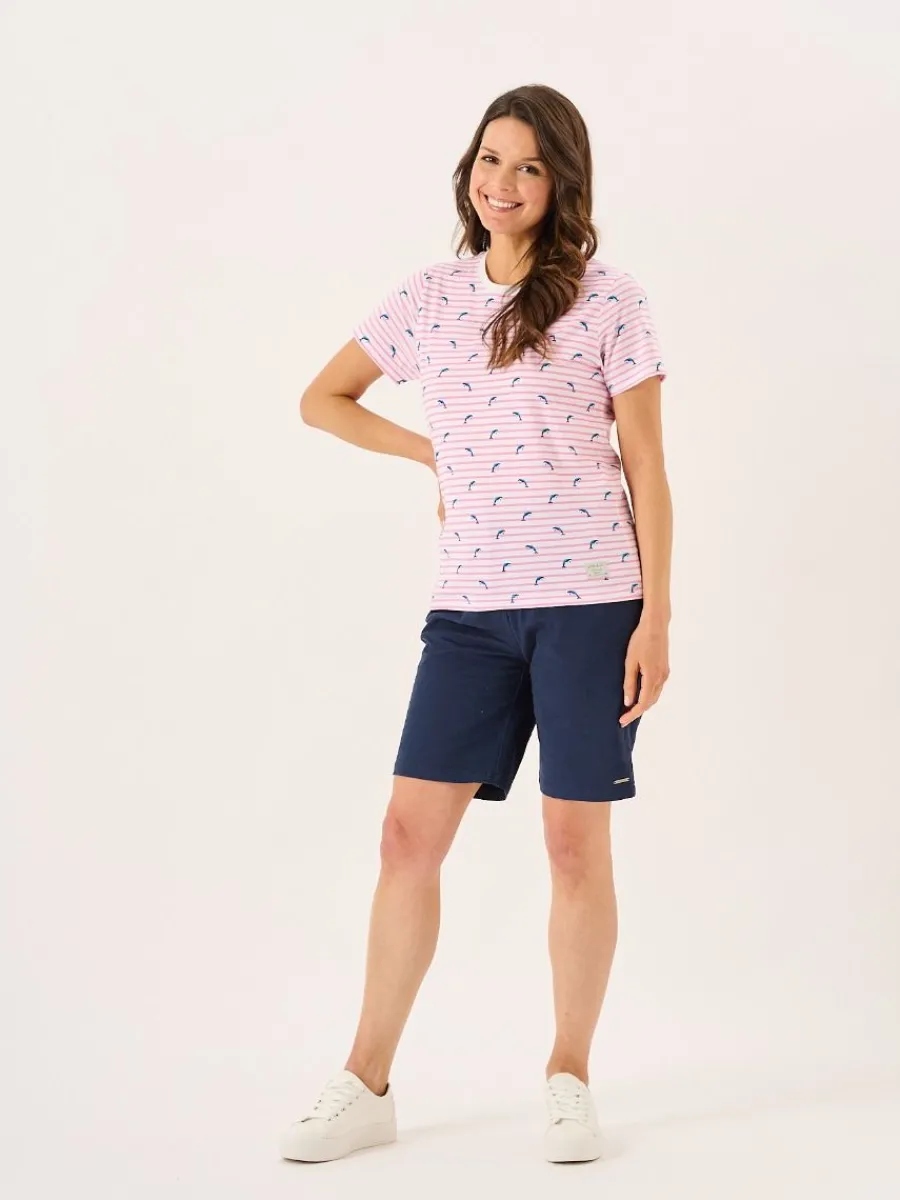 pink_and_white_dolphin_pr_6.webp Quba & Co Pink And White Dolphin Print Striped T-Shirt - Dora Fashion