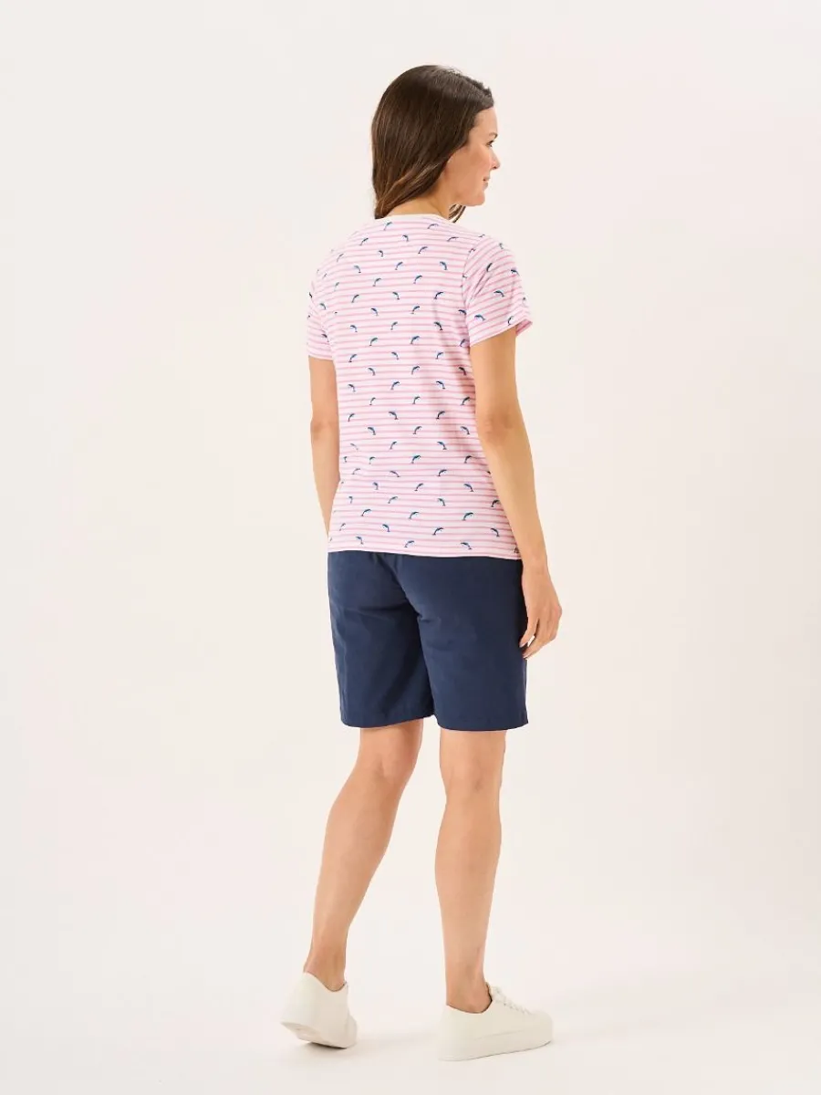 pink_and_white_dolphin_pr_8.webp Quba & Co Pink And White Dolphin Print Striped T-Shirt - Dora Fashion