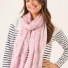 Quba & Co Pink And White Flower Pattern Viscose Scarf - Symone Discount