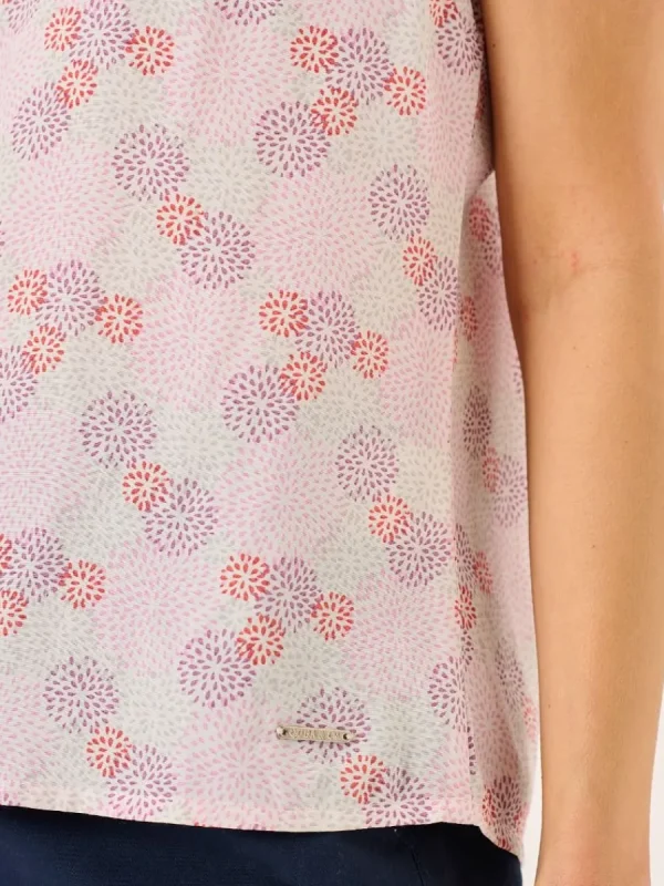 Quba & Co Pink And White Spotted Tie Neck Short Sleeve Top - Cammy Best