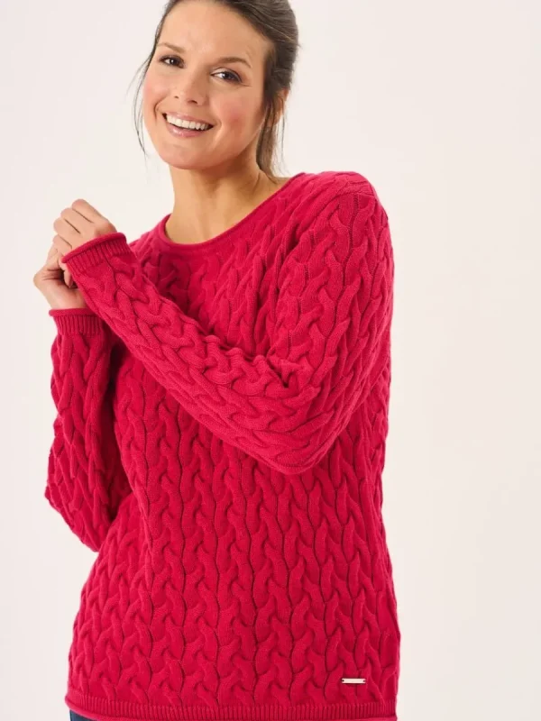 Quba & Co Pomegranate Cotton Cable Knitted Jumper - Clare Fashion