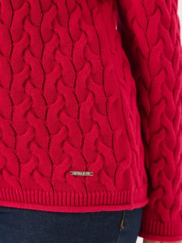 Quba & Co Pomegranate Cotton Cable Knitted Jumper - Clare Fashion