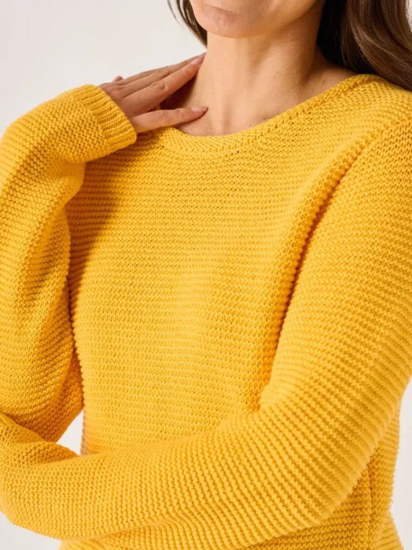 Quba & Co Saffron Purl Stitch Tape Yarn Jumper - Skye Hot