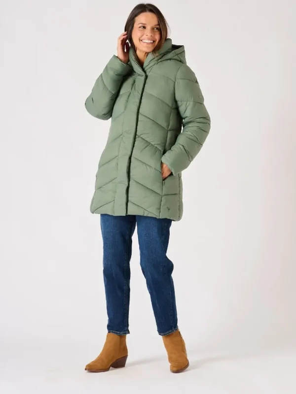 Quba & Co Sage Green Hooded Padded Coat - Plover Hot