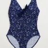 Quba & Co Shell Navy Nautical Design One Piece Swimsuit Online