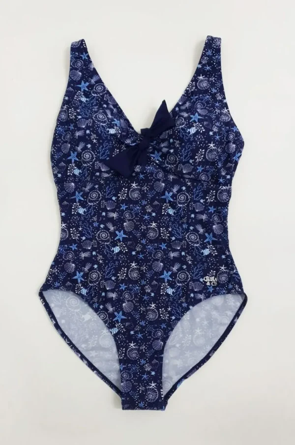 Quba & Co Shell Navy Nautical Design One Piece Swimsuit Online