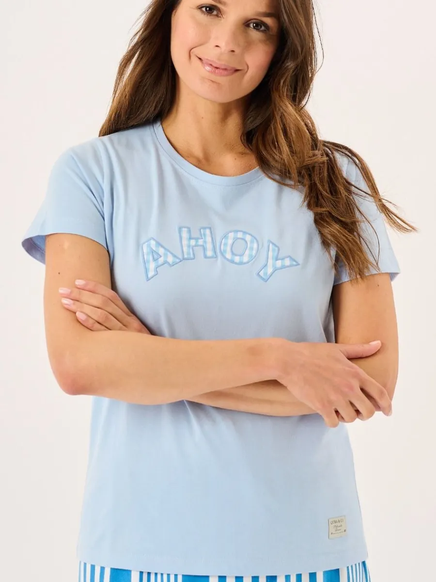 soft_blue_ahoy_gingham_ap_2.webp Quba & Co Soft Blue Ahoy Gingham Applique T-Shirt - Amie Fashion