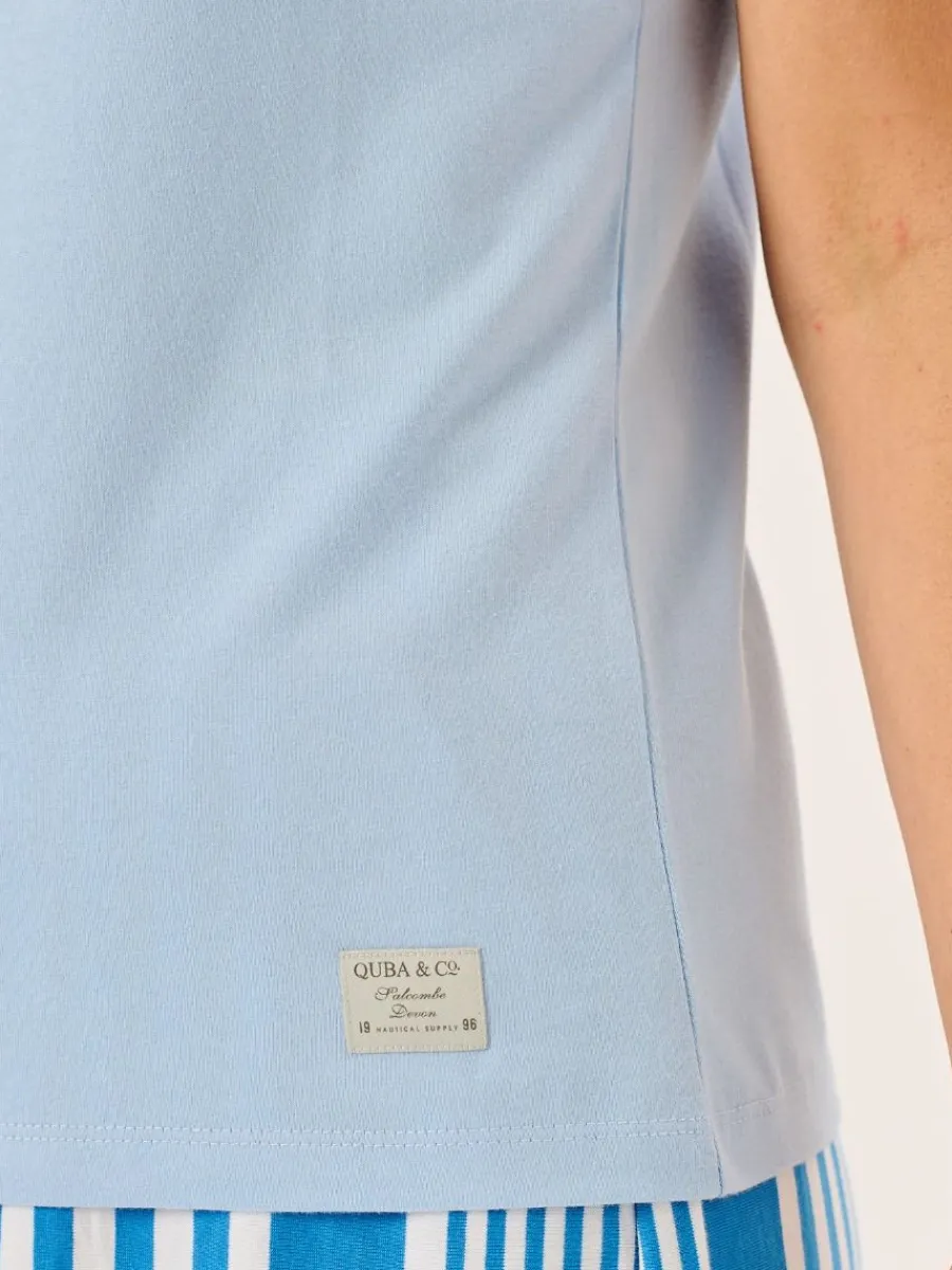 soft_blue_ahoy_gingham_ap_9.webp Quba & Co Soft Blue Ahoy Gingham Applique T-Shirt - Amie Fashion