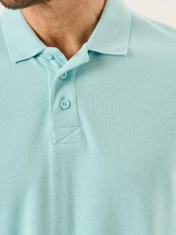 Quba & Co Splash Blue Lifestyle Closed Mesh Polo Shirt - Presston New