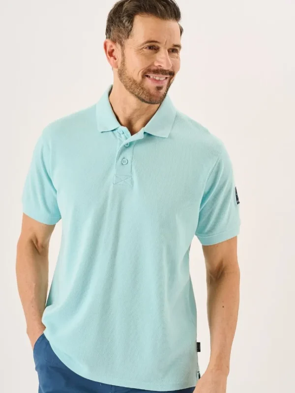 Quba & Co Splash Blue Lifestyle Closed Mesh Polo Shirt - Presston New