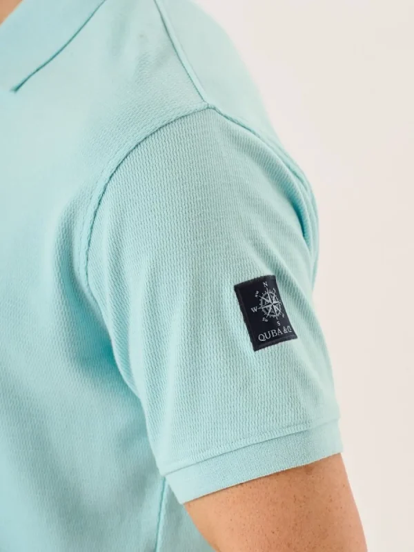 Quba & Co Splash Blue Lifestyle Closed Mesh Polo Shirt - Presston New