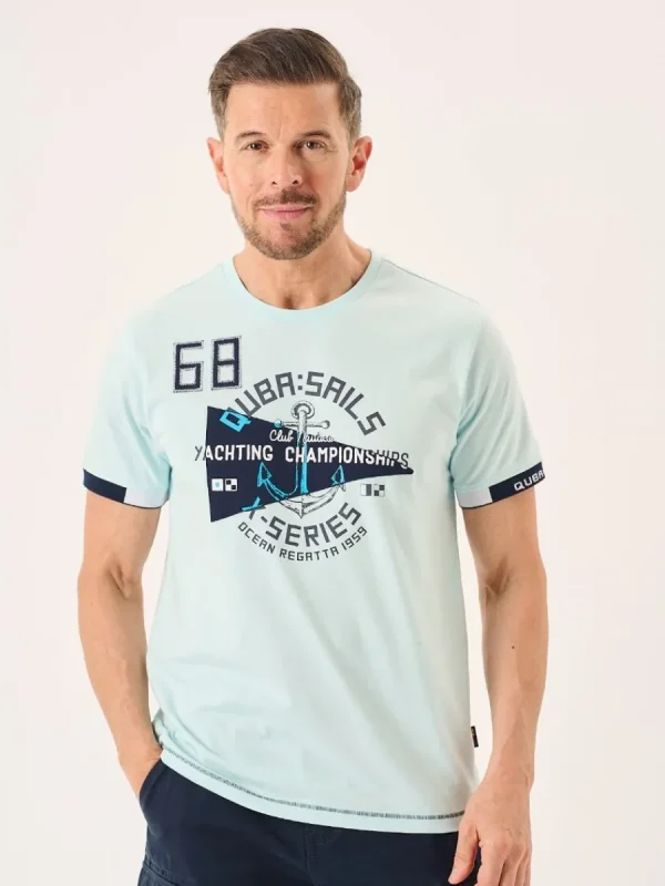 Quba & Co Spray Blue Nautical Design Graphic X-Series T-Shirt -Tamron Discount