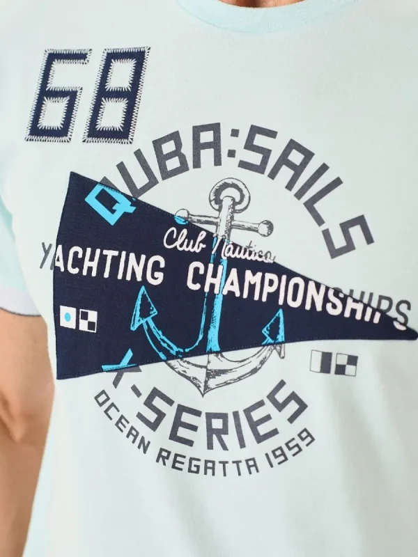 Quba & Co Spray Blue Nautical Design Graphic X-Series T-Shirt -Tamron Discount