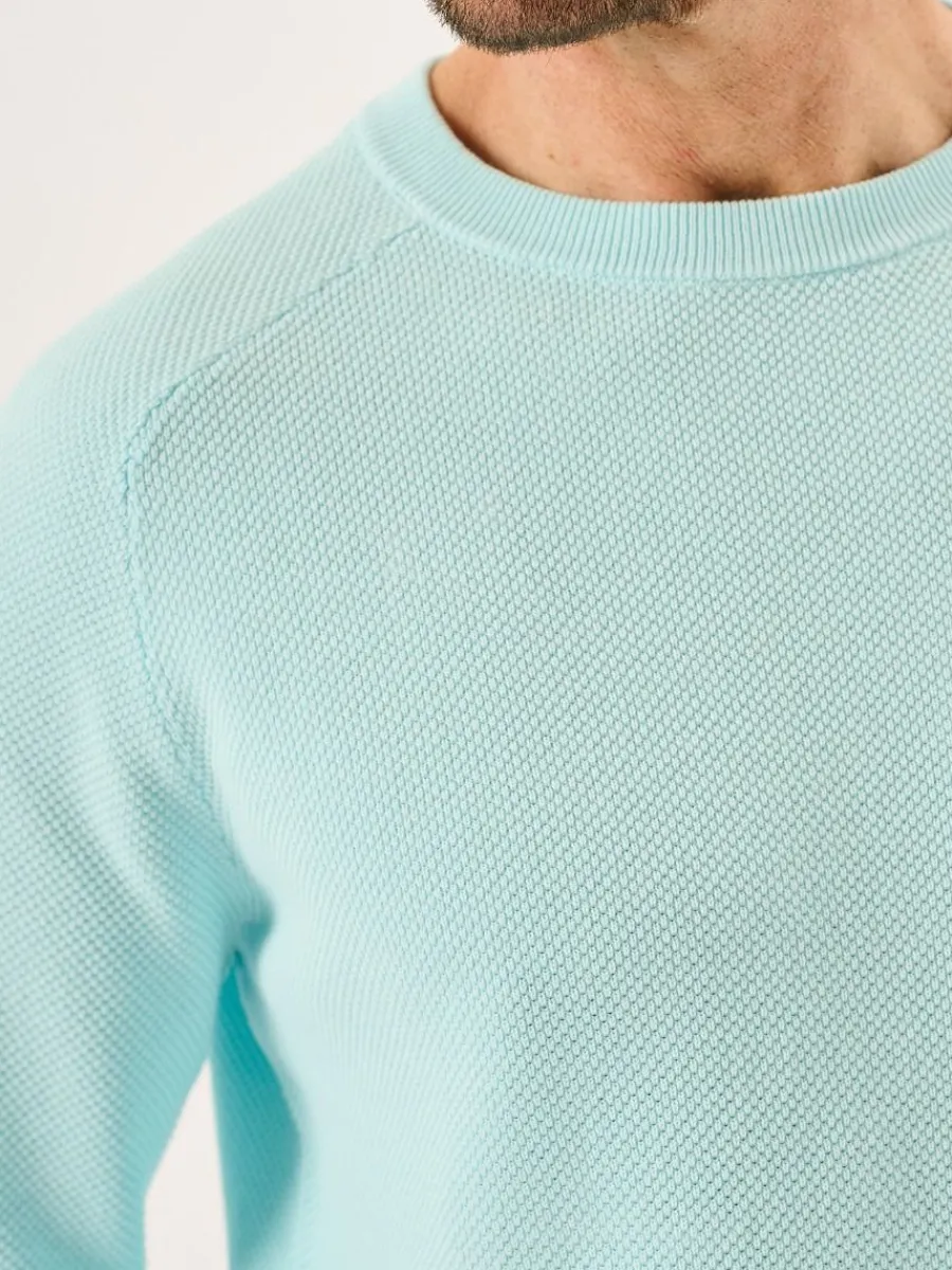 spray_blue_textured_knit__1.webp Quba & Co Spray Blue Textured Knit Crew Neck Jumper - Kentsham New