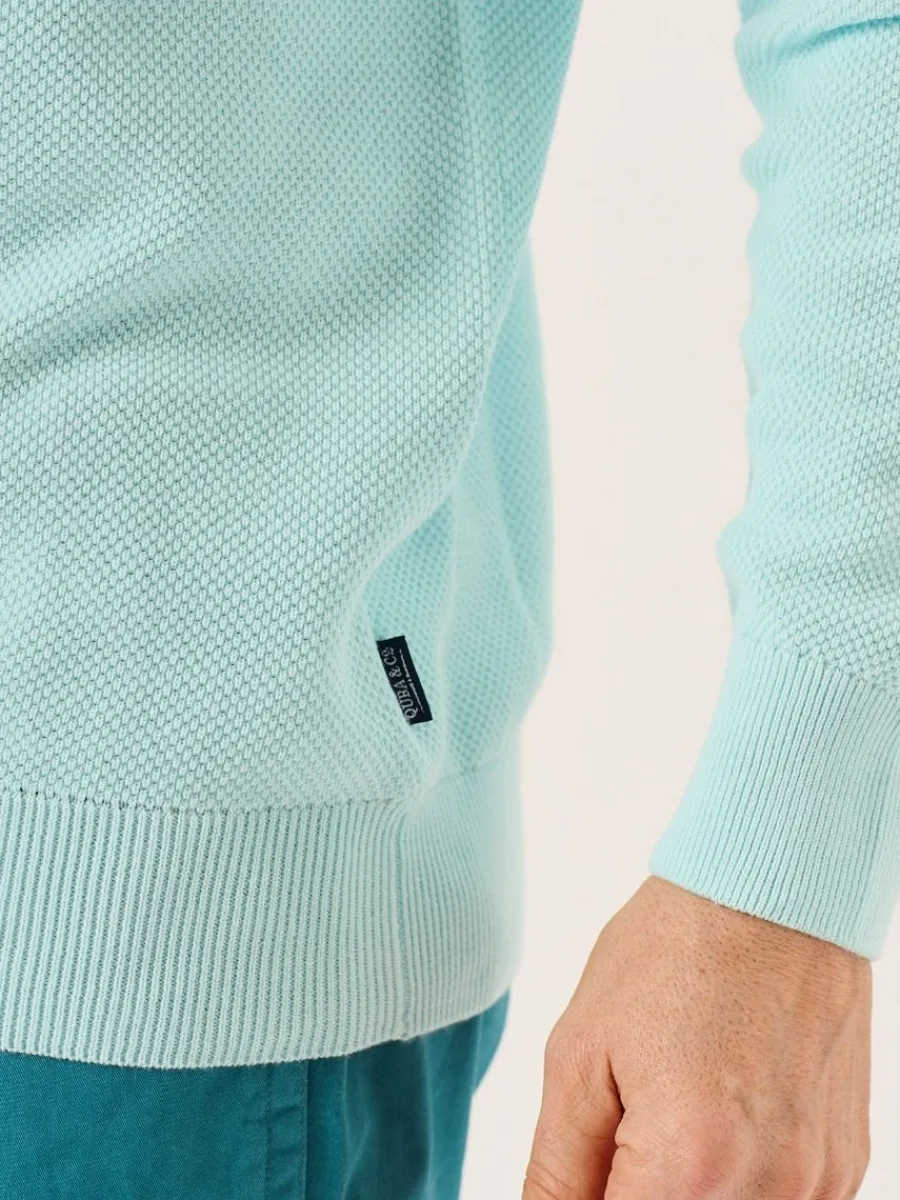 spray_blue_textured_knit__9.webp Quba & Co Spray Blue Textured Knit Crew Neck Jumper - Kentsham New