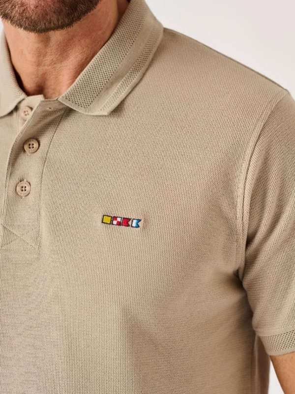 Quba & Co Stone Quba And Co Lifestyle Textured Polo Shirt - Harton Online