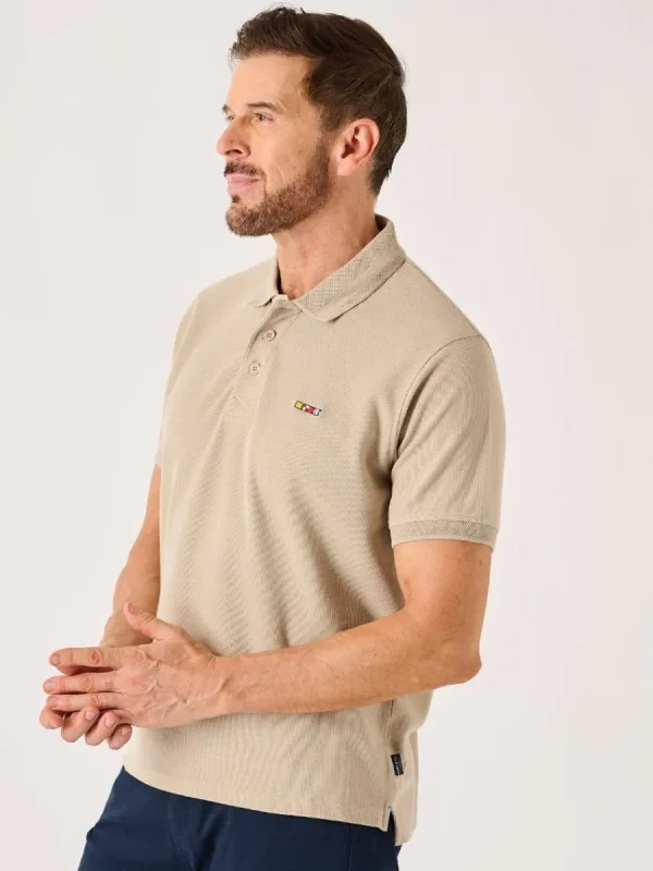 Quba & Co Stone Quba And Co Lifestyle Textured Polo Shirt - Harton Online