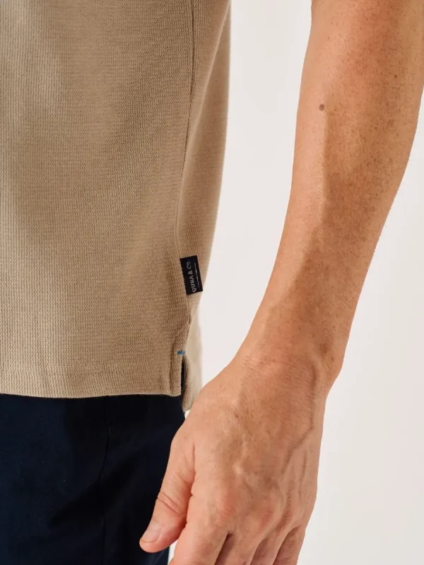 Quba & Co Stone Quba And Co Lifestyle Textured Polo Shirt - Harton Online