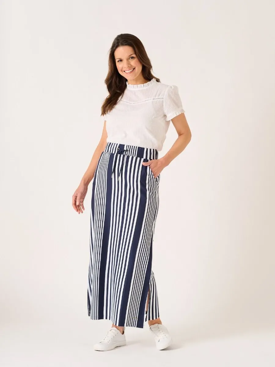 tarbet_maxi_navy_and_whit_0.webp Quba & Co Tarbet Maxi Navy and White Jersey Striped Skirt Fashion