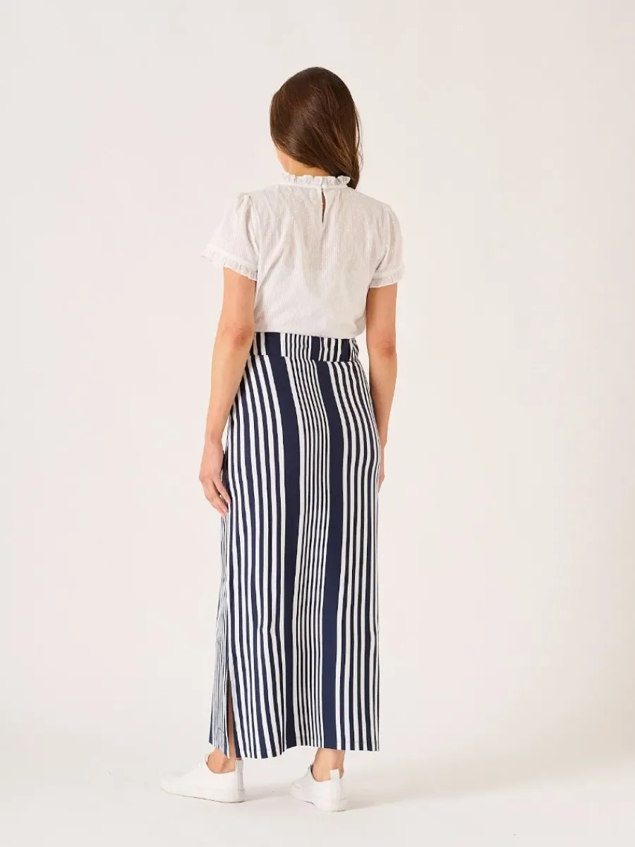 tarbet_maxi_navy_and_whit_6.webp Quba & Co Tarbet Maxi Navy and White Jersey Striped Skirt Fashion